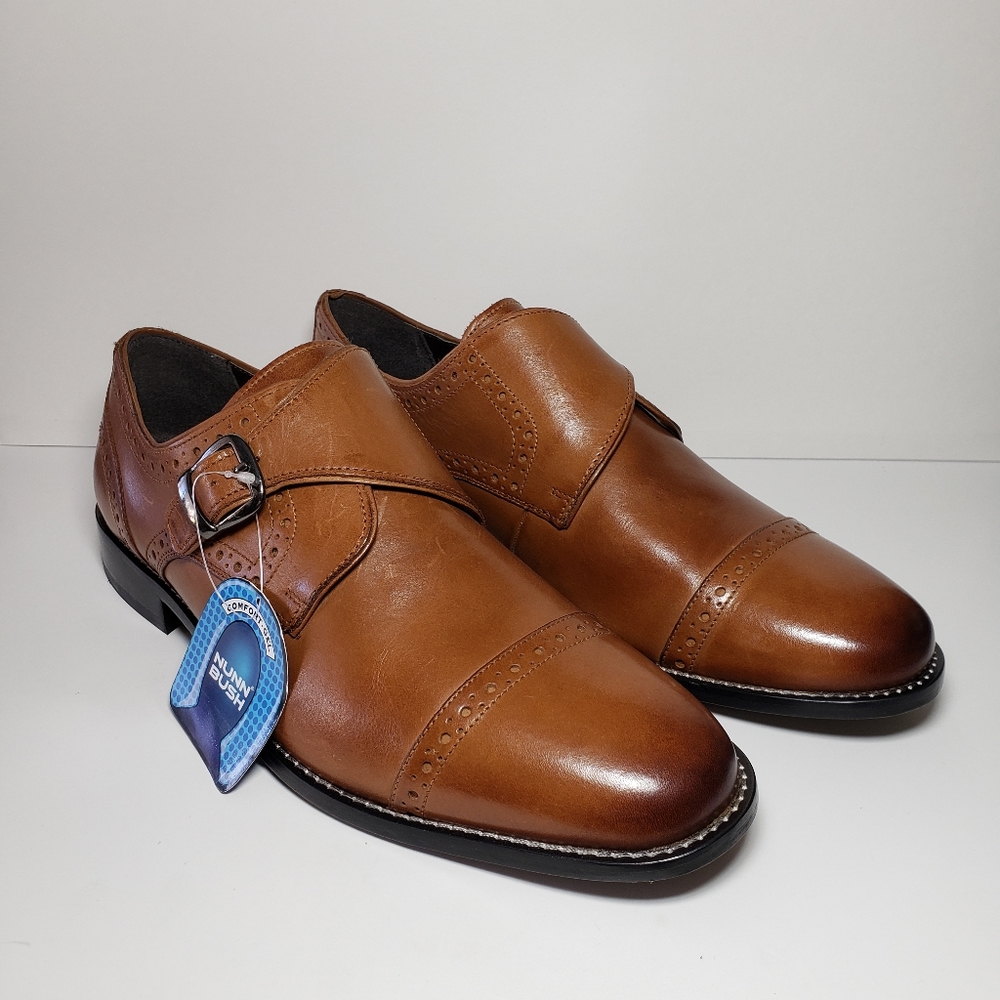 Men's Cognac Newton Cap Toe Monk Strap Shoe